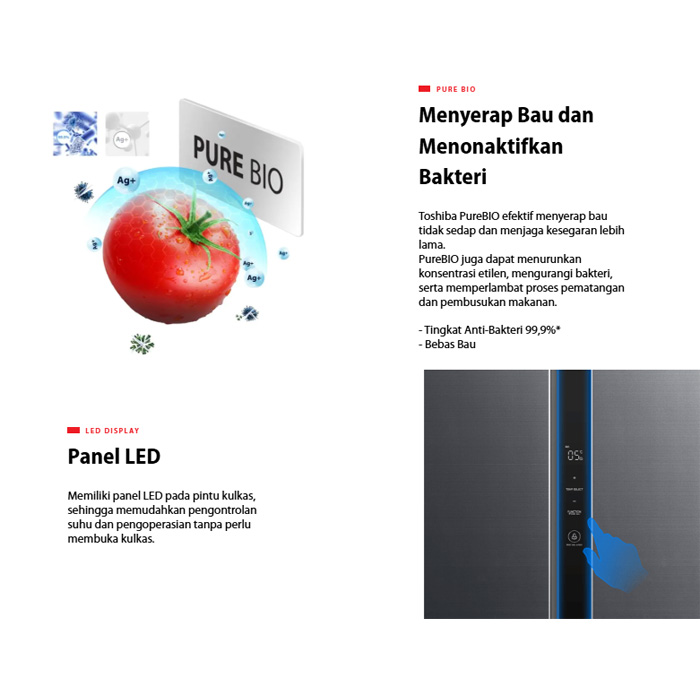 Toshiba Kulkas Side By Side PureBio Inverter 555 L - GR-RS696-WE | GRRS696WE